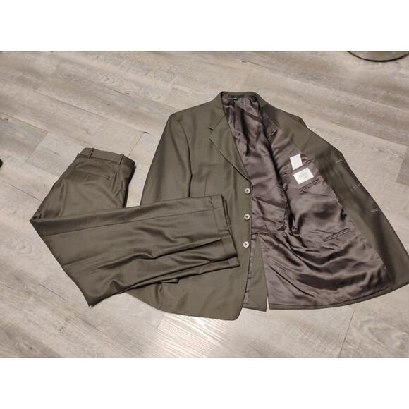 Paolo Uomo 100% wool 2 pieces suit jacket sz 42R pant/trouser 36wx28L Houndsto